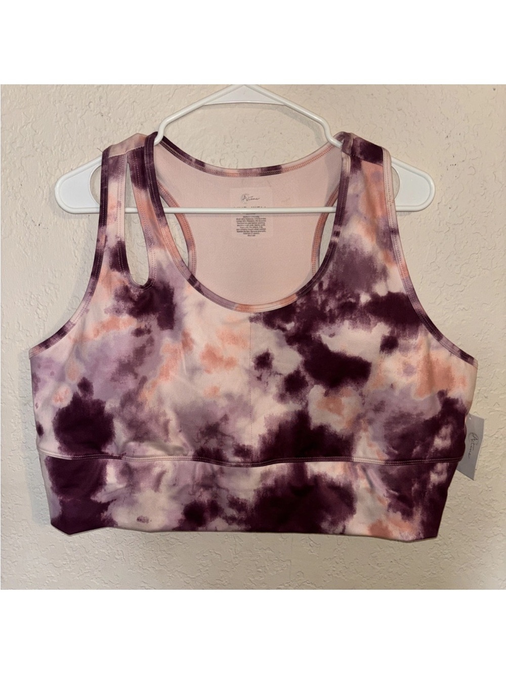Tie-Dye Racerback Sports Bra in Mauve and Peach - Women Intimates